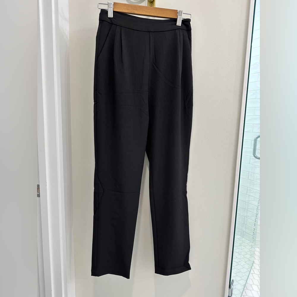 Lulus kick it black high waisted trouser pants